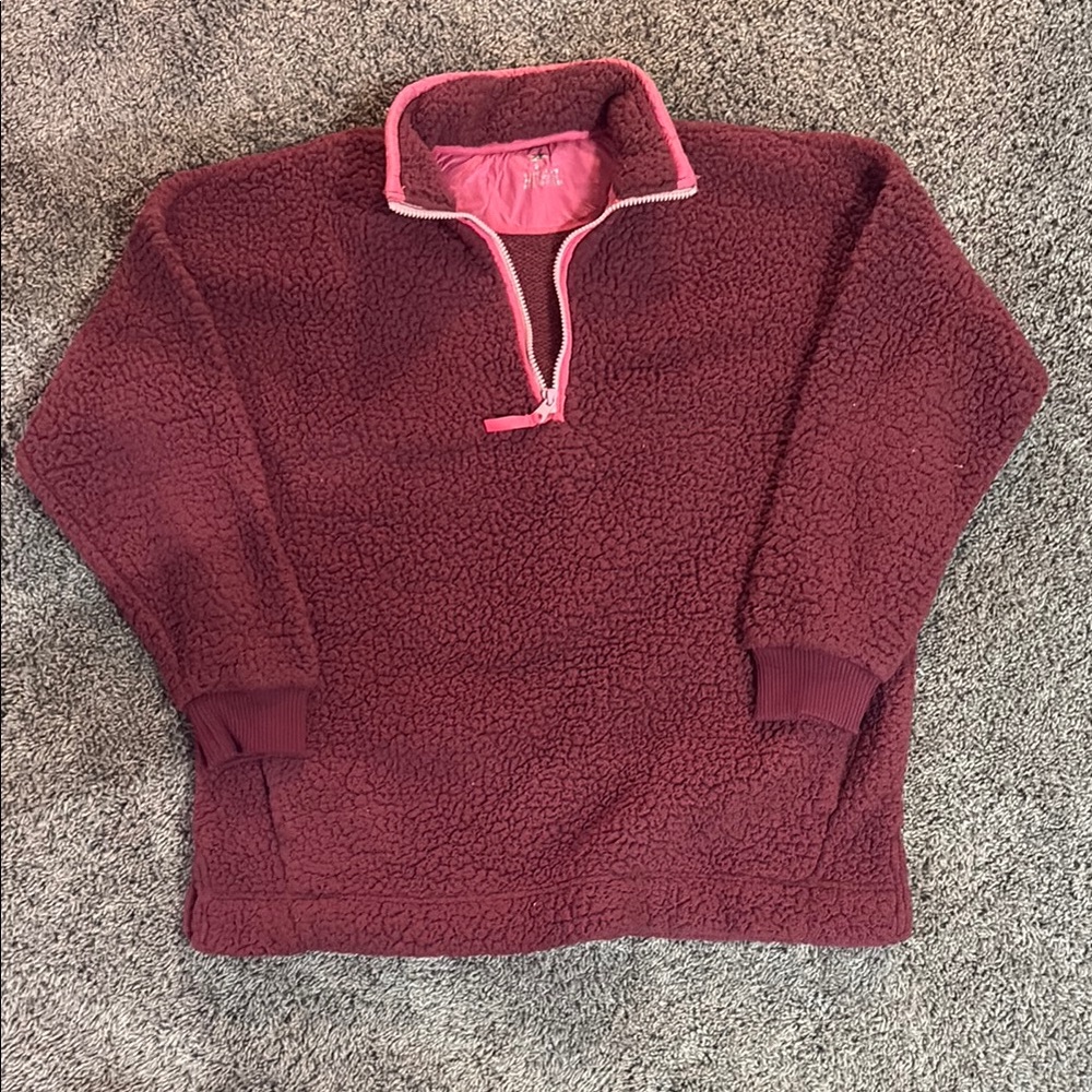 Aerie Brown and Pink Teddy Jacket Cozy Sherpa Design